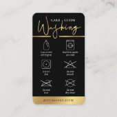 Carte De Visite Instructions de lavage du logo noir et or (Devant)