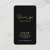 Carte De Visite Instructions de lavage du logo noir et or (Dos)