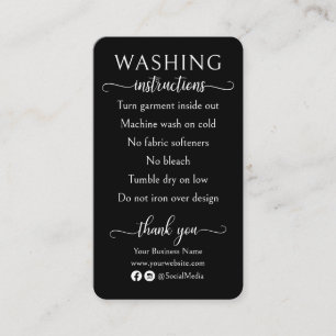 Carte De Visite Instructions de lavage noir et blanc Soin de chemi
