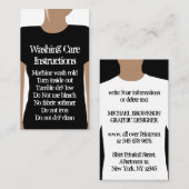 Carte De Visite Instructions de lavage pour chemise noire et blanc (Devant / Derrière)
