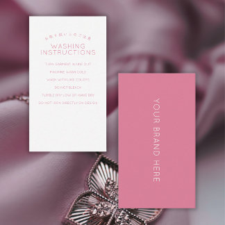 Carte De Visite Instructions de lavage rose simple