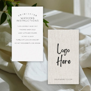 Carte De Visite Instructions de lavage simple logo en lin
