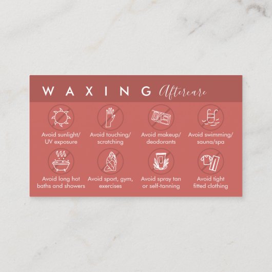 Carte De Visite Instructions de post-soins en terre cuite Cire (Dos)