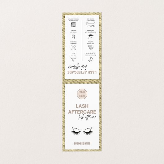 Carte De Visite Instructions de post-soins Gold Lash Logo minimali (Extérieur déplié)