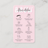 Carte De Visite Instructions de post-soins tendance Pink Brow Retr (Devant)