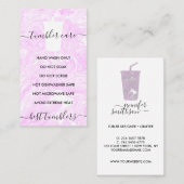 Carte De Visite Instructions de soin de Tumbler rose (Devant / Derrière)