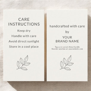 Carte De Visite Instructions de soin minimaliste pour petites entr