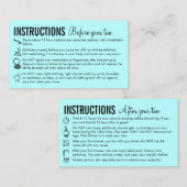 Carte De Visite Instructions de soin sarcelle Avant Après le bronz (Devant / Derrière)