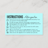 Carte De Visite Instructions de soin sarcelle Avant Après le bronz (Dos)