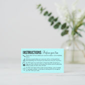 Carte De Visite Instructions de soin sarcelle Avant Après le bronz (Debout devant)