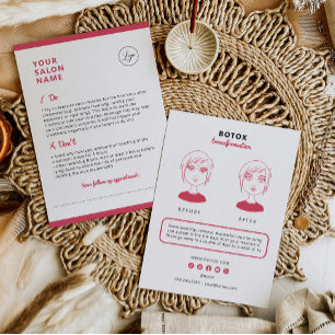 Carte De Visite Instructions de soins après Botox pour salon de be