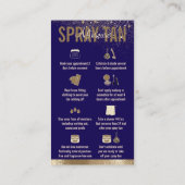 Carte De Visite Instructions de soins après pulvérisation de bronz (Dos)