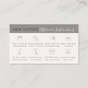 Carte De Visite Instructions de soins après-vente de tatouage d'ar