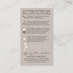 Carte De Visite Instructions de soins avant et après le bronzage e