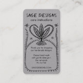 Carte De Visite INSTRUCTIONS DE SOINS Boho Whimsical Line Art Luxe (Devant)