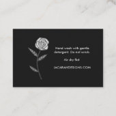 Carte De Visite INSTRUCTIONS DE SOINS Cadre Rose élégant chic Flor (Dos)