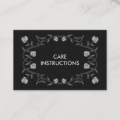 Carte De Visite INSTRUCTIONS DE SOINS Cadre Rose élégant chic Flor (Devant)