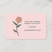 Carte De Visite INSTRUCTIONS DE SOINS Cadre Rose élégant chic Flor (Dos)