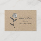 Carte De Visite INSTRUCTIONS DE SOINS Cadre Rose élégant chic Flor (Dos)