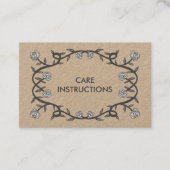 Carte De Visite INSTRUCTIONS DE SOINS Cadre Rose élégant chic Flor (Devant)