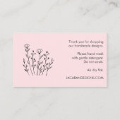 Carte De Visite INSTRUCTIONS DE SOINS Chic Elegant Fleur sauvage B (Dos)