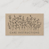 Carte De Visite INSTRUCTIONS DE SOINS Chic Elegant Fleur sauvage K (Devant)
