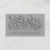 Carte De Visite INSTRUCTIONS DE SOINS Chic Elegant Fleur sauvage L (Devant)