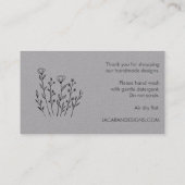 Carte De Visite INSTRUCTIONS DE SOINS Chic Elegant Fleur sauvage L (Dos)