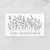 Carte De Visite INSTRUCTIONS DE SOINS Chic Elegant Fleur sauvage L (Devant)