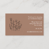 Carte De Visite INSTRUCTIONS DE SOINS Chic Élégant Fleur sauvage M (Dos)