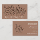 Carte De Visite INSTRUCTIONS DE SOINS Chic Élégant Fleur sauvage M (Devant / Derrière)