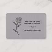 Carte De Visite INSTRUCTIONS DE SOINS Chic Elegant Rose Frame Luxe (Dos)