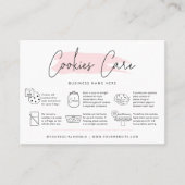Carte De Visite Instructions de soins de cookies Aquarelle rose pâ (Devant)