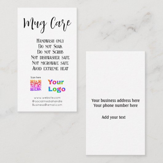 Carte De Visite Instructions de soins de la moisissure ajouter le  (Devant / Derrière)