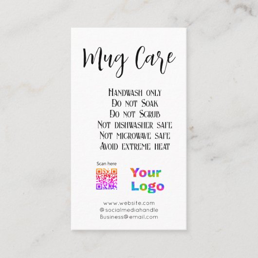 Carte De Visite Instructions de soins de la moisissure ajouter le (Devant)