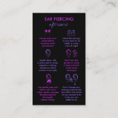 Carte De Visite Instructions de soins de perçage d'oreille Bijou d (Dos)