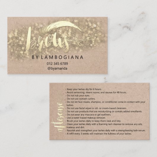 Carte De Visite Instructions de soins postérieurs Brow Microblade  (Devant / Derrière)