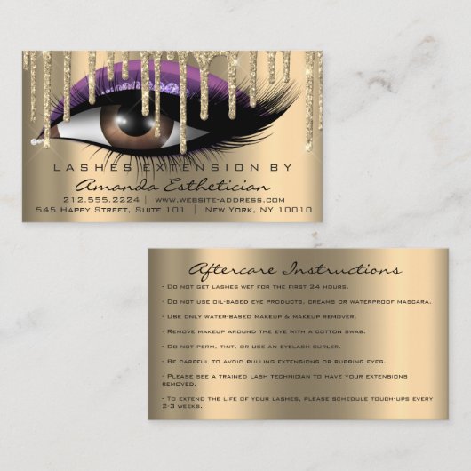 Carte De Visite Instructions de soins postérieurs Eyelash Extensio (Devant / Derrière)