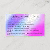 Carte De Visite Instructions de soins postérieurs Lash Pink Driver (Dos)