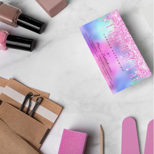 Carte De Visite Instructions de soins postérieurs Lash Rose Étince