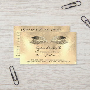 Carte De Visite Instructions de soins postérieurs Lashes Metal Gl