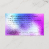 Carte De Visite Instructions de soins postérieurs Lashes Pink Drif (Dos)