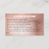Carte De Visite Instructions de soins postérieurs Lashes Rose Gold (Dos)