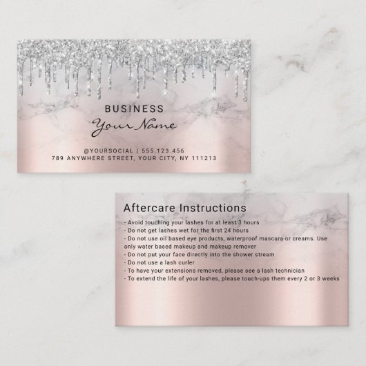 Carte De Visite Instructions de soins postérieurs Parties scintill (Devant / Derrière)