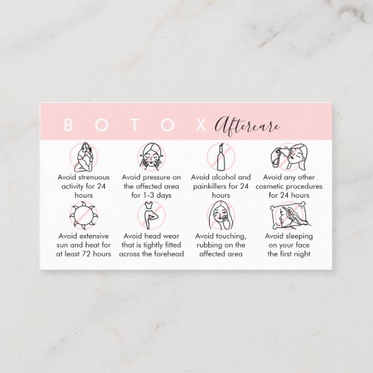 Carte De Visite Instructions de suivi après Botox (Dos)