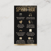 Carte De Visite Instructions de suivi après un bronzage en spray (Dos)