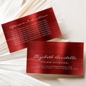 Carte De Visite Instructions de suivi des extensions de cils Rouge