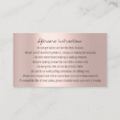 Carte De Visite Instructions de suivi Eyebrows Rose du logo de la  (Dos)