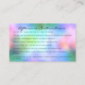 Carte De Visite Instructions de suivi Eyelash Holographie (Dos)