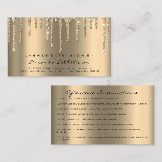 Carte De Visite Instructions de suivi Lash Extension Dips Parties (Devant / Derrière)